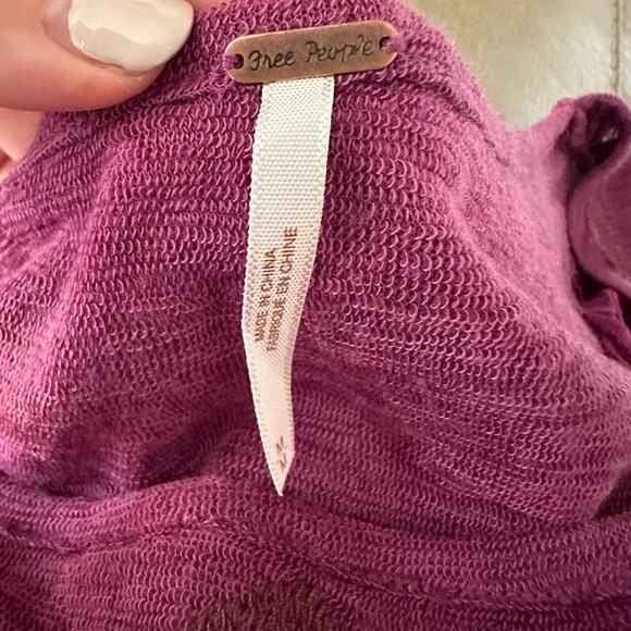 Free People | Justyna Babydoll Boho Long Sleeve Blouse in Raspberry Jam | Size M - Picture 11 of 12